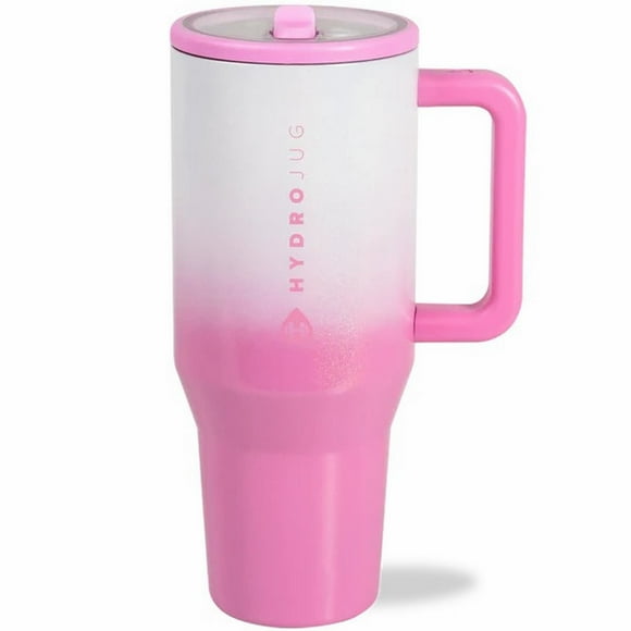 Hydro Jug 32oz Stainless Steel Water Bottle – Insulated, Leak-Proof, Cup Holder Compatible for Trave(Gradient pink)