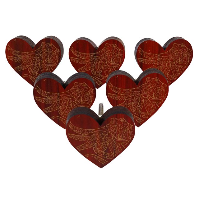 IBA Indianbeautifulart Boutons Gravés Rouges Lot de 10 Boutons de Porte de Garde-Robe en Bois Tiroir