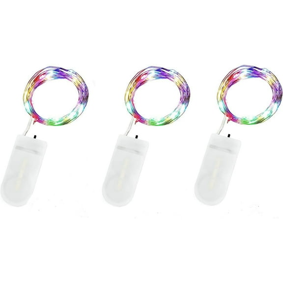 LED Fairy Lights Battery Operated, 3 Pack 2M 20 LED Micro Wire Fairy String Lights for Bedroom Jar Glasses Wedding Party Christmas Lighting Decoration (Multicolour)