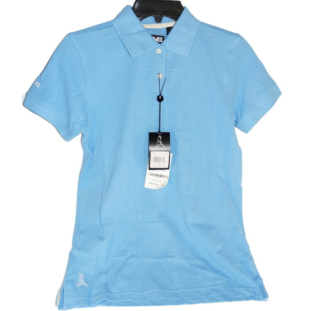 Women's Ping Golf Polo Shirt Short Sleeve 2XL Light Blue Cotton ...
