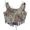 thumbnail image 6 of DJskiyers Womens Vintage Bustier Corset Top Linen Lace up Corsets Floral Boned Crop Tops Renaissance Bodyshaper, 6 of 7