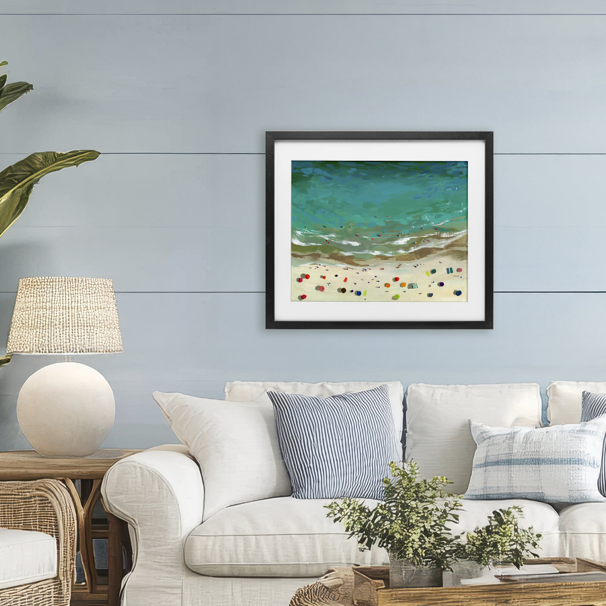 Stupell Industries Aerial Turquoise Shoreline Black Framed Print Under Glass, design by Brook Page