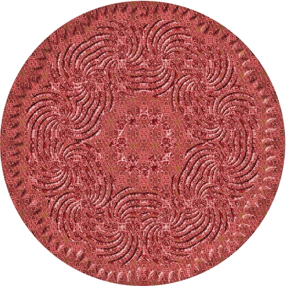 Ahgly Company Machine Washable Indoor Round Transitional Orange Area Rugs, 4' Round