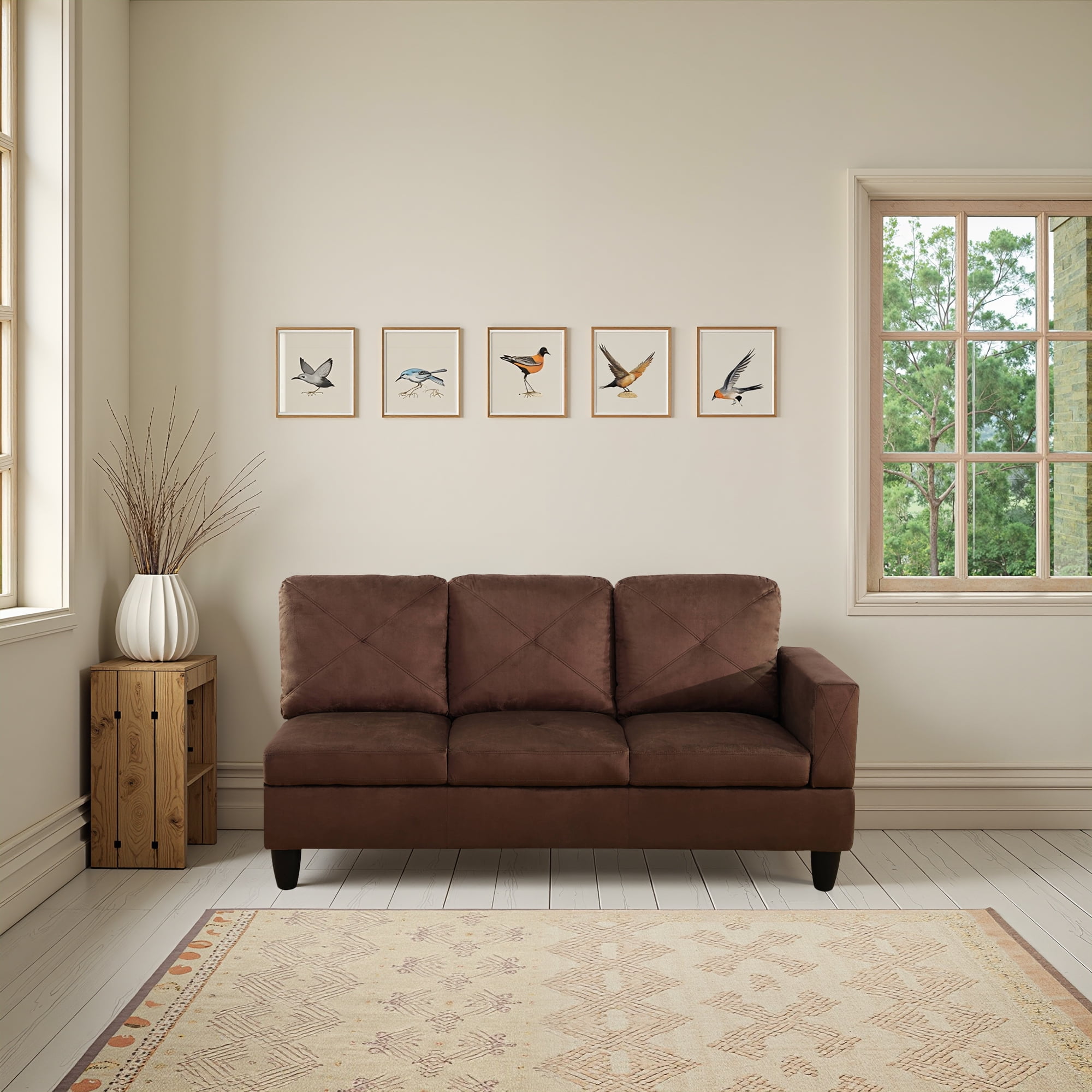 MAYEERTY Microfiber 3-Piece Living Room Sofa Set，Brown