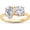 Yellow, variant on 925 Sterling Silver 14K Rose Gold Plating Pear Shape & Cushion Cut White Diamond Toi Et Moi 2-Stone Wedding Engagement Ring For Women