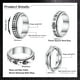 thumbnail image 2 of Juego de 4 anillos giratorios de acero inoxidable para mujeres y hombres, anillos para aliviar el estrés, anillos de promesa de boda anchos, 2 of 5