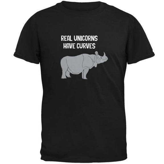 Real Unicorns Have Curves Black Adult T-Shirt - X-Large