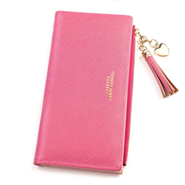 Tarjetero Wallet Valentoria para mujer, largo y delgado, con cremallera