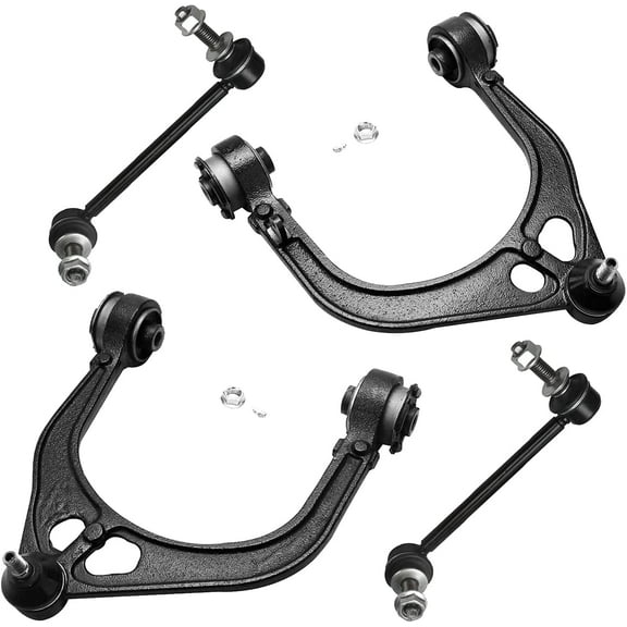 Detroit Axle - RWD Front End Kit for 2005-2019 Chrysler 300, 2006-2019 Dodge Charger, 2008-2019 Challenger, 2005-2008 Magnum, 2 Upper Control Arms w/Ball Joints 2 Sway Bars Replacement