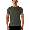 thumbnail image 4 of YLSDY Men's Quick Dry Ribbed T-Shirts Basic Solid Color Crew Neck Short Sleeve Tees Army Green M, 4 of 5