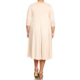thumbnail image 4 of Women's Plus Size Casual 3/4 Sleeves Basic A-Line Pleated Solid Midi Dress, 4 of 5