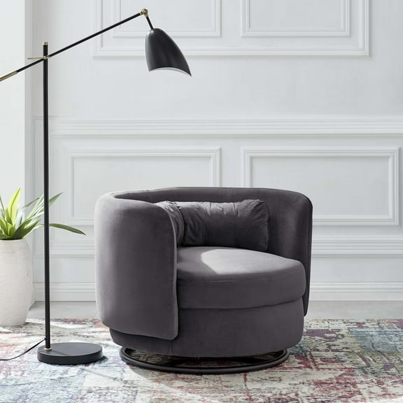 Modway Relish Performance Velvet Swivel Chair in Black Gray