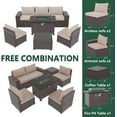thumbnail image 4 of Gotland Outdoor Patio Furniture Set with 43" Propane Fire Pit Table, 7 Pieces Outdoor Furniture Patio Sectional Sofa Conversation Sets(sand）, 4 of 5