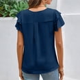 thumbnail image 7 of Lixiuxyad Women Dressy Casual Tops Business Work Blouses Summer Shirts Short Sleeve Crew Neck Trendy Flowy,Blue L, 7 of 7