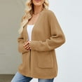 thumbnail image 4 of Women's Open Front Knit Cardigan Sweater Long Sleeve Casual Loose Fit Chunky Knitwear with Pockets, 4 of 6