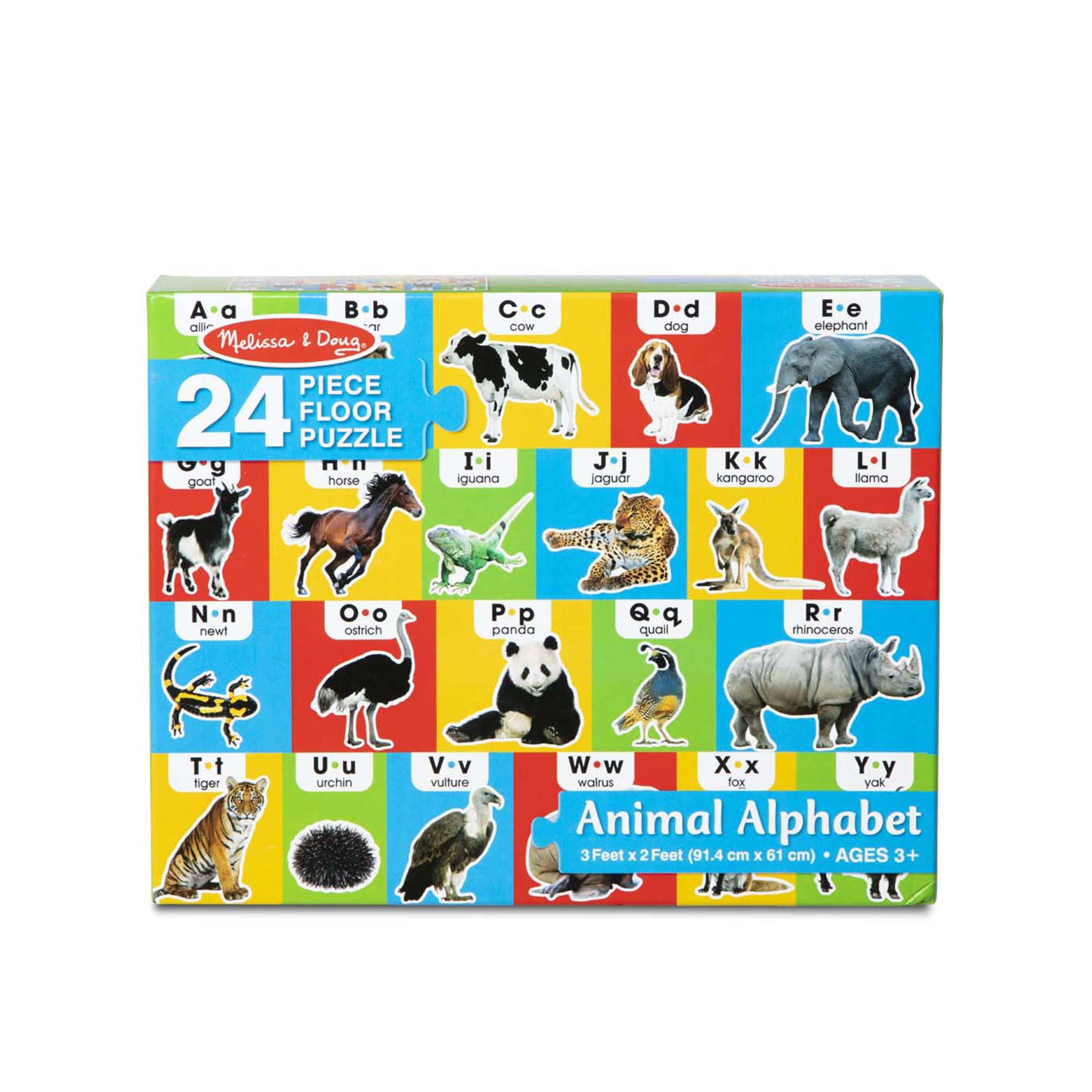 Melissa & Doug Animal Alphabet Floor Puzzle (Easy-Clean Surface, Promotes  Hand-Eye Coordination, 24 Pieces, 36” L x 24” W) 
