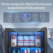 Patiosunny 130 Can Beverage Refrigerator Cooler 3.2 Cu.ft Mini Fridge with Glass Door & Adjustable Shelves, for Home/Office/Bar
