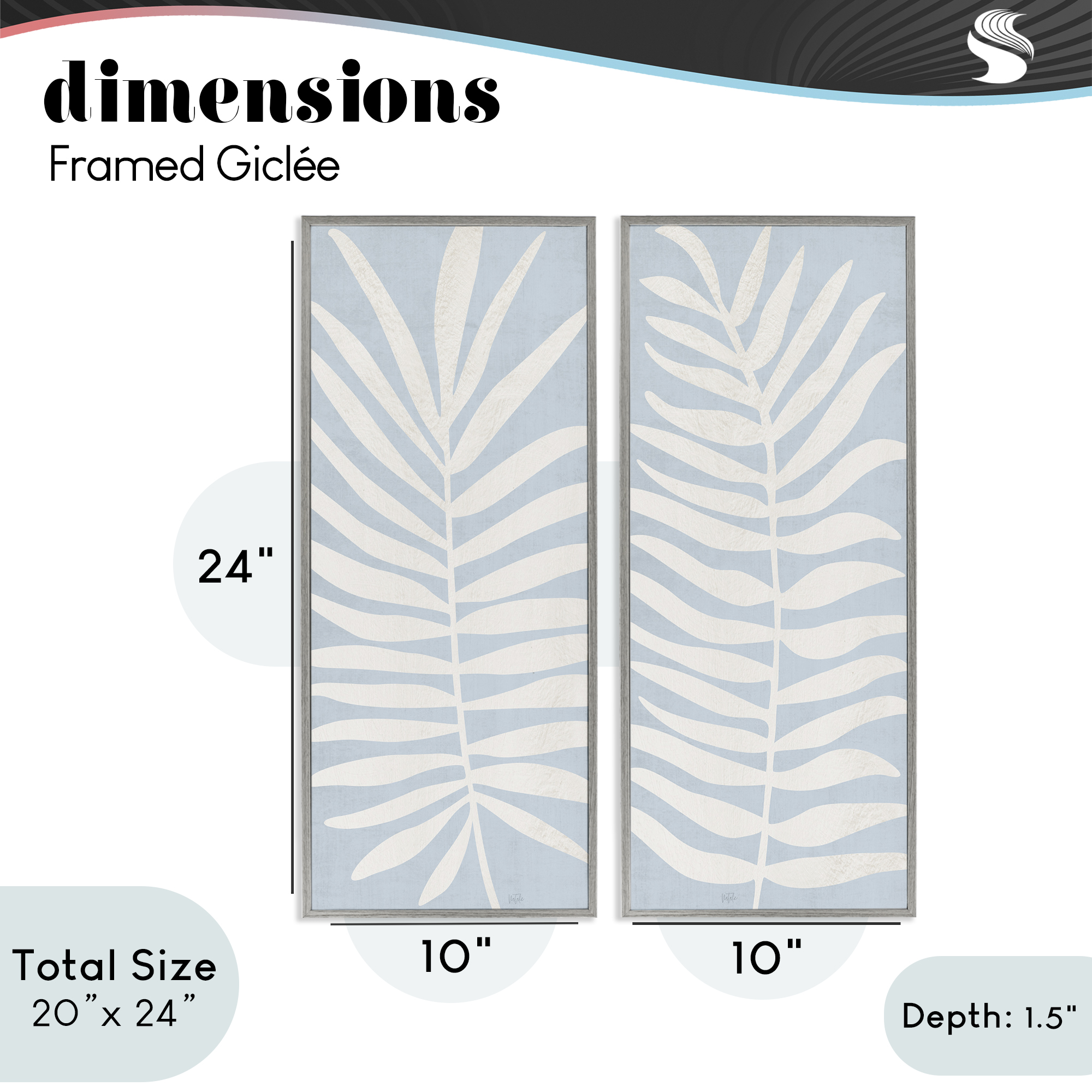Stupell Industries Soft Palm Leaf Pair 2 Piece Gray Framed Giclee Art Set, design by Natalie Carpentieri