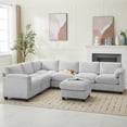 thumbnail image 2 of LOYALICE 115" Cloud Comfort Oversized Corduroy Modular Sectional Sofa, U Shaped 7-Seat with Corner Seat Deep Seat Comfy Convertible Sleeper, Chaise & Movable Ottoman for Living Room, Gray, 2 of 11