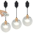 thumbnail image 1 of FSLiving Adjustable Hanging Height Juno Track Lighting Pendants, 4 Ft Cord, J-Type Dimmable Retro Restaurant Chandelier Barn Light Remote Control 7.9" Clear Globe Glass for Bar Kitchen Ceiling, 1 of 9