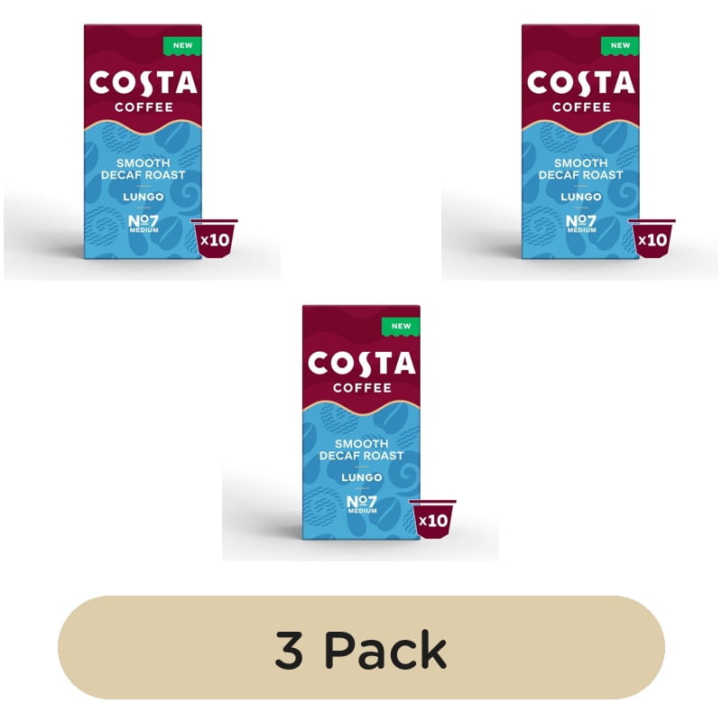 Costa Coffee Decaff Coffee Pods, 10 pods per pack, British Import (Pack of 3)