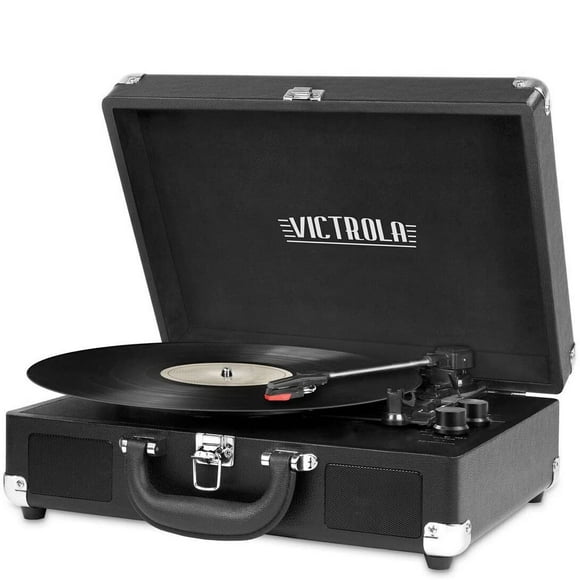 Victrola Classic Portable Suitcase Record Player Turntable with 3-Speeds, Black