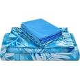 thumbnail image 1 of Piece Teal Leaves Printed Sheet Set Queen Size Soft Botanical Microfiber Sheets with Pillowcases Deep Pocket, 1 of 7