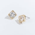 thumbnail image 2 of Women's Gold Dazzlers Cubic Zirconia Diamond Frame Stud Earrings by Howard's, 2 of 3