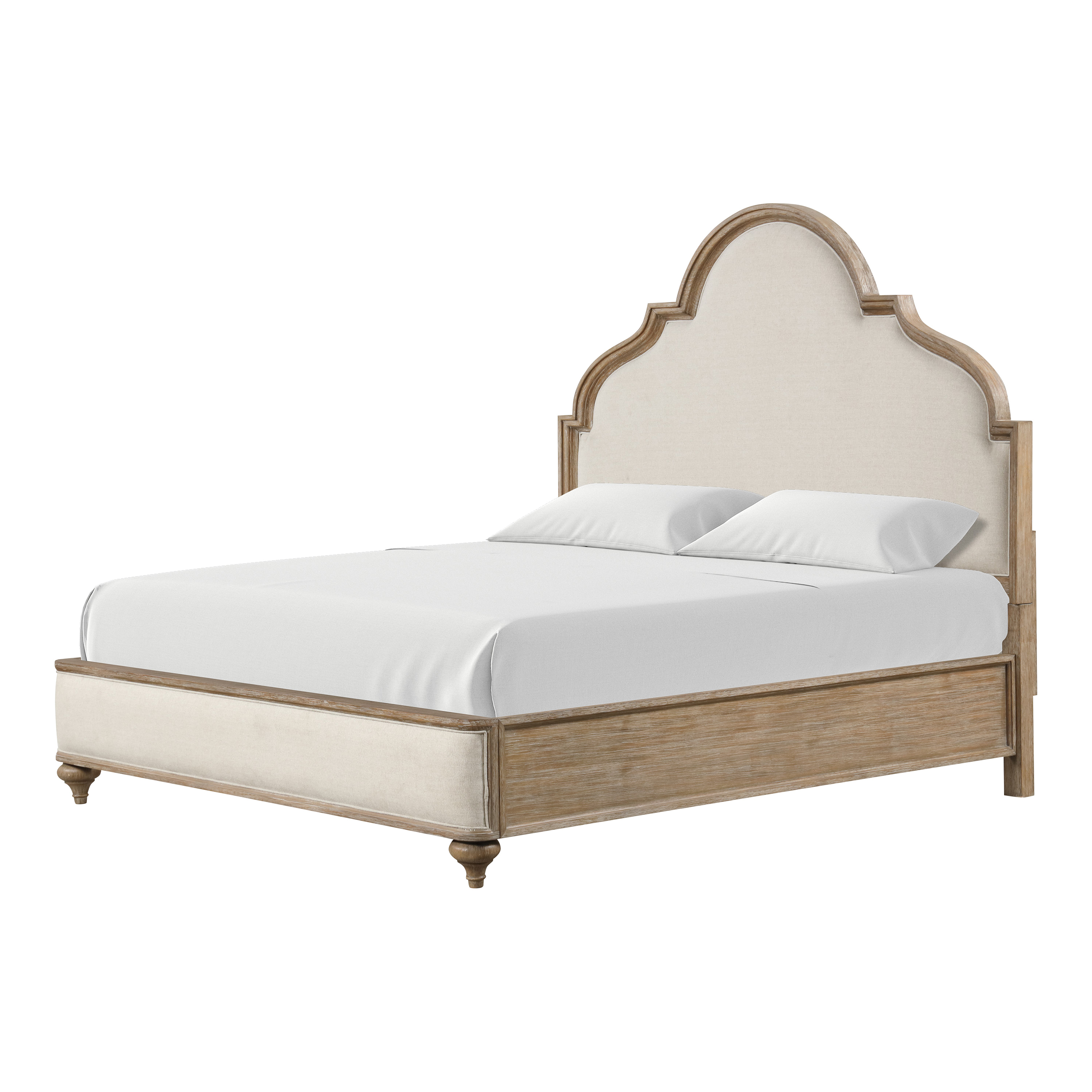 Furniture of America Jares Solid Wood Panel Bed, King, Rustic Oak