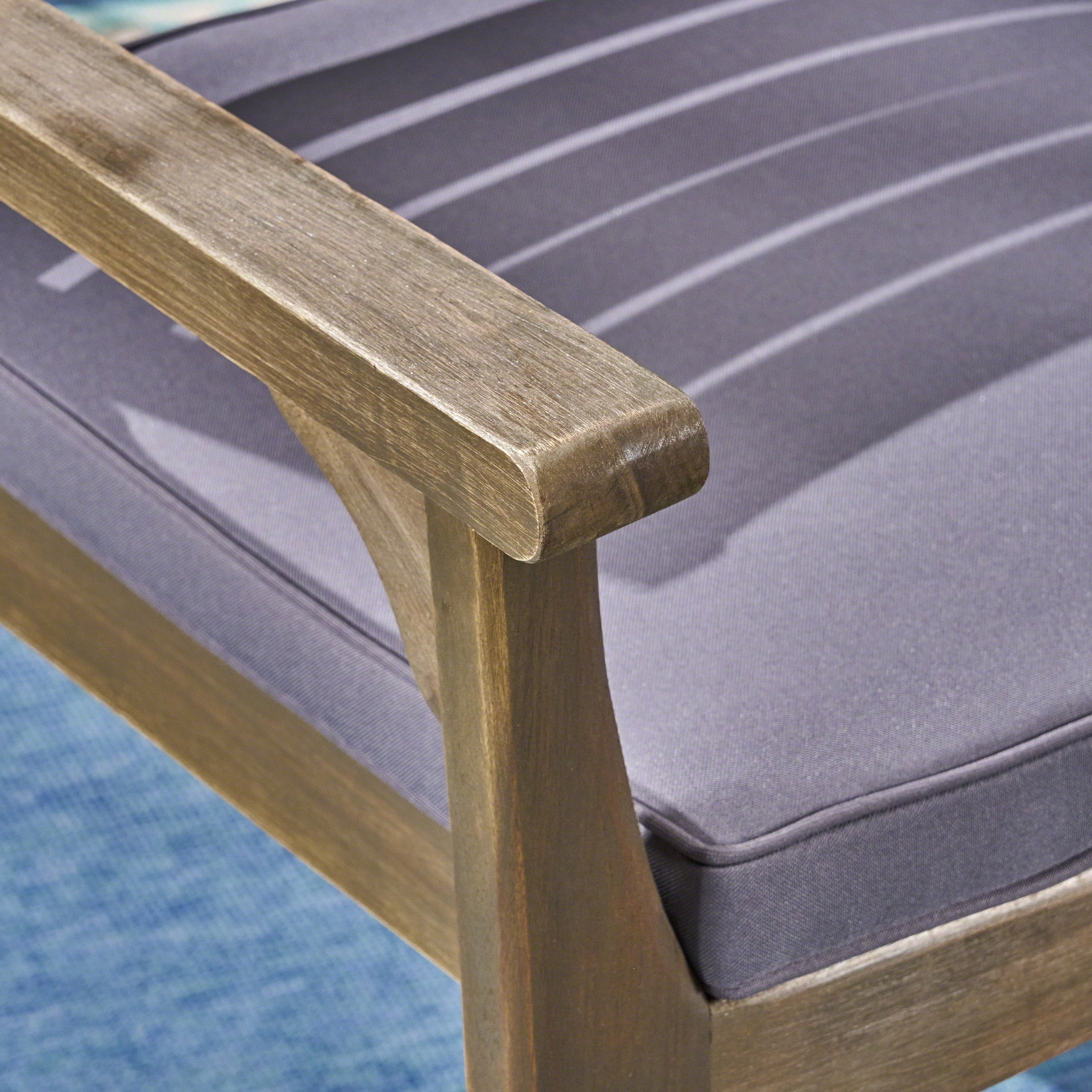 Scarlett Outdoor Acacia Wood Dining Chair with Cushions, Set of 2, Grey, Dark Gray
