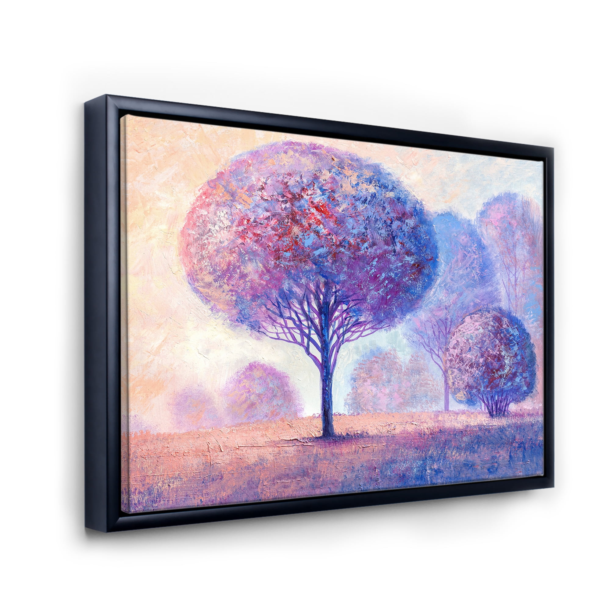 Designart 'Colourful Trees Abtract Impression II' Traditional Framed Canvas Wall Art Print