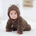 thumbnail image 5 of Newborn Baby Cartoon Bear Snowsuit Winter Coat Fleece Hooded Romper Jumpsuit, 5 of 9