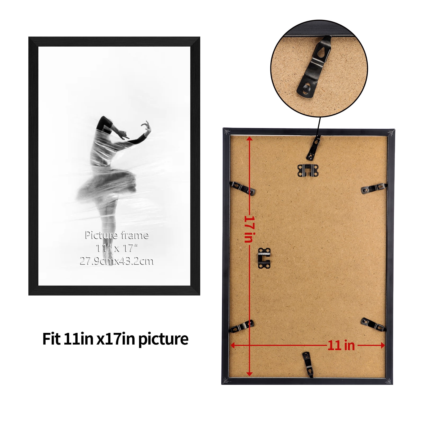CRUGLA 11x17 Picture Frames Black Poster Frame for Gallery Wall, Set of 7