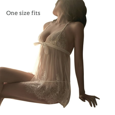 

Sonceds Sexy Nightdress Lace Perspective Sleepwear V Neck Dress Nightgown