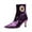 Purple, variant on XYD Women Glossy Kitten Low Heel Ankle Boots Hole Patent Leather Square Closed Toe Booties Side Zipper Shoes Size 7 Red