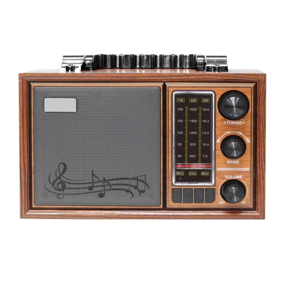 Vintage Wooden Bluetooth Radio with FM AM SW Bands MP3 Playback USB TF Card Portable for Home and Outdoor