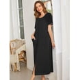 thumbnail image 6 of Ekouaer Women Robes Zipper Front Short Sleeve Full Length Housecoat with Pockets Loungewear, 6 of 6