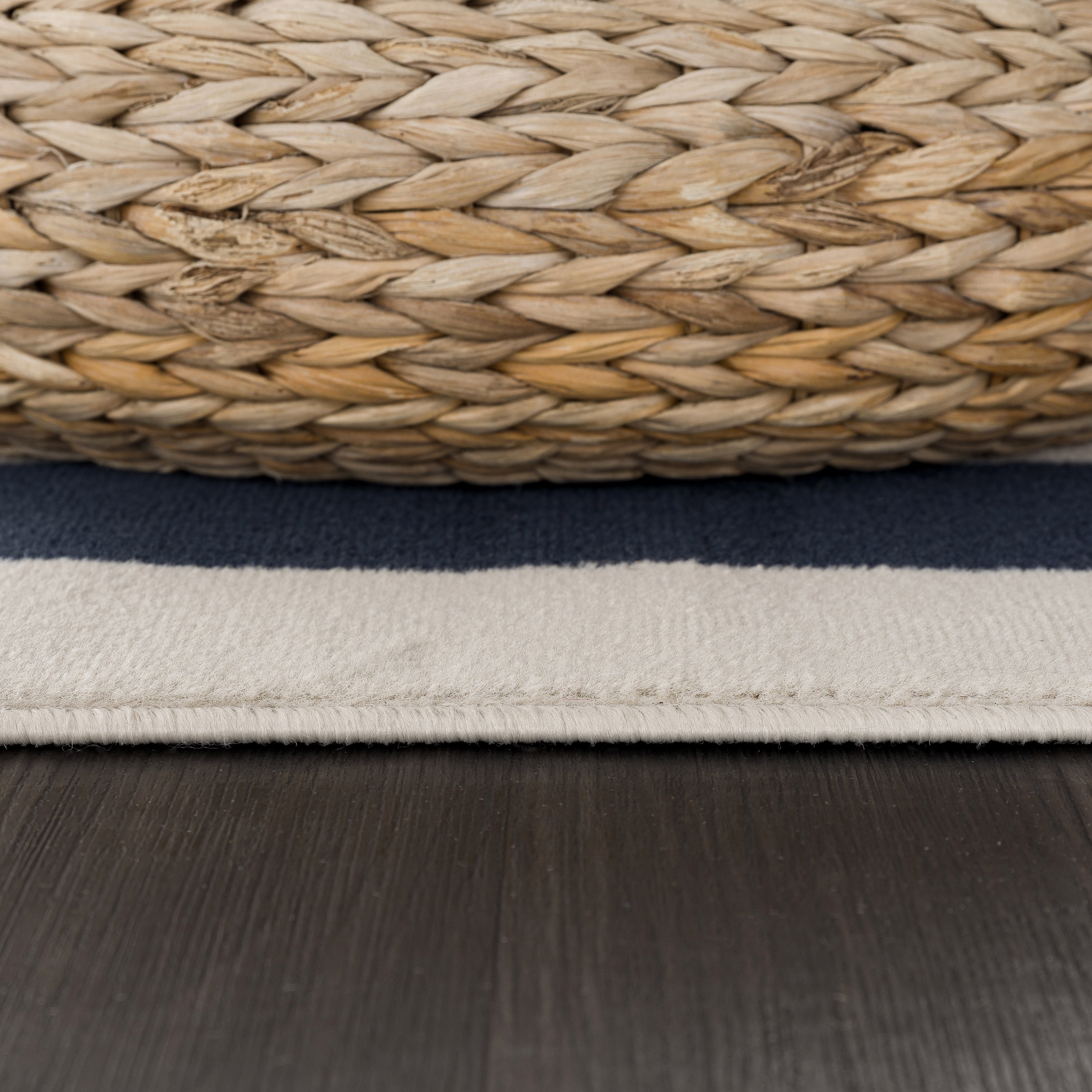 CAMILSON Crystal Navy Blue Area Rug, 5'3" x 7' Bordered, for Living Room, Bedroom, Dining Room Navy Blue / Cream Indoor Area Rugs