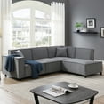 thumbnail image 2 of Euroco 97" Sectional Sofa L-shaped Couch with 2 Pillows, Chenille Fabric 5-seat Sofa with Chaise Lounge for Living Room, Apartment, Office, Gray, 2 of 8