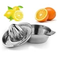 thumbnail image 2 of Exprimidor Manual de limón de acero inoxidable con recipiente para naranjas, limones y frutas, 2 of 5