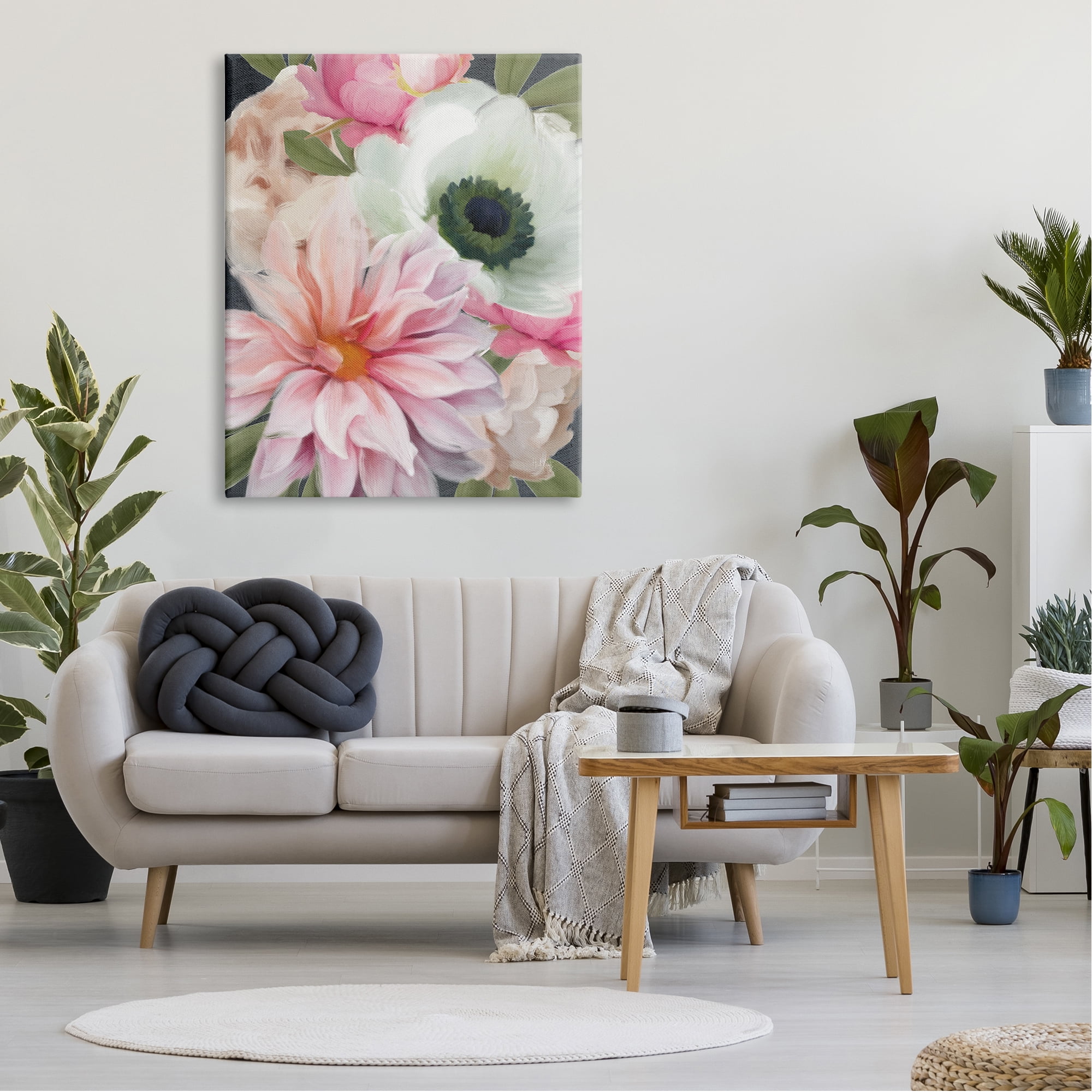 Stupell Industries Beautiful Floral Closeup Peony Dahlia Pink Blossoms Painting Traditional Painting Gallery-Wrapped Canvas Print Wall Art, 36 x 48, Design by Heidi Kuntz