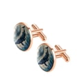 thumbnail image 2 of PhooArto Men's Classic Stainless Steel, Ocean Whale on Wood Board Cufflinks Business Wedding Shirts, Rose Gold, 2 of 7