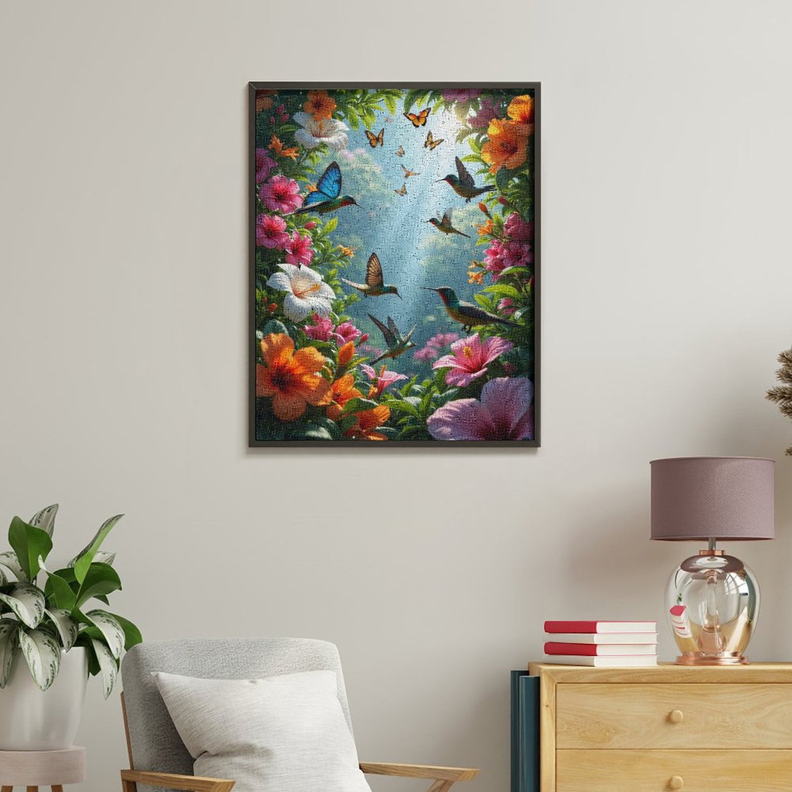 Paint by Numbers Kit for Adults, Butterflies Hummingbirds Colorful Blooms Paint by Numbers, Easy Paint by Numbers Kit for Adults Beginner, DIY Adult Paint by Number Kits on Canvas, Home Decor