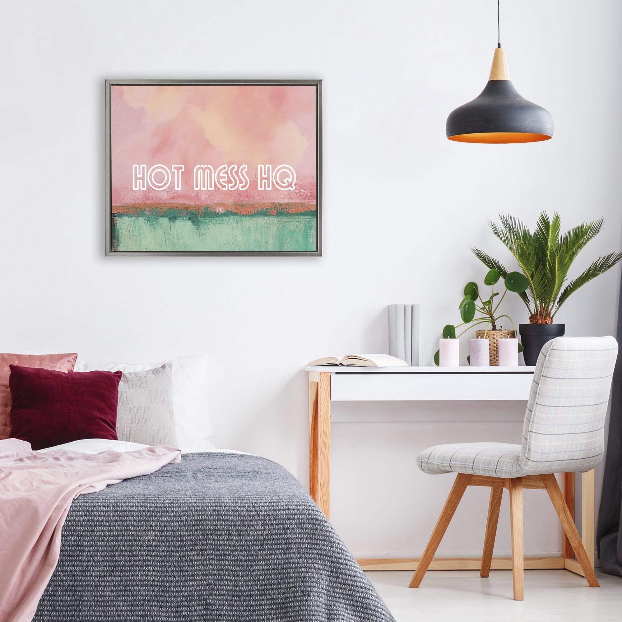 Stupell Industries Hot Mess Headquarters Gray Framed Floater Canvas Wall Art, design by Gina Kelly