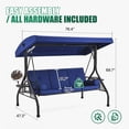 thumbnail image 4 of Clouddwell Outdoor Porch Swing with Stand and Canopy, 3-Seat Porch Swing with Stand for Garden, Yard & Balcony, Blue, 4 of 9