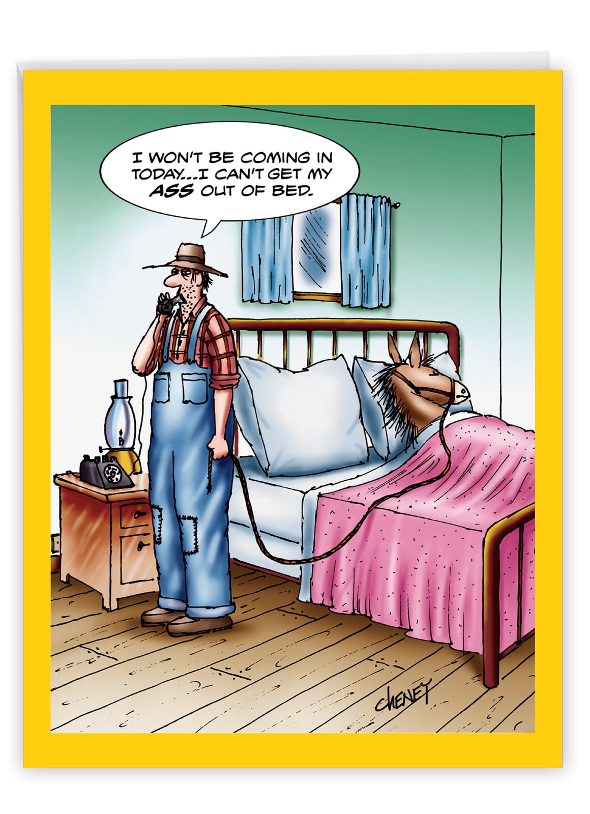 1 Jumbo Funny Get Well Soon Greeting Card (8.5 x 11 Inch) - ass Out of Bed Feel Better J1365GWG-US