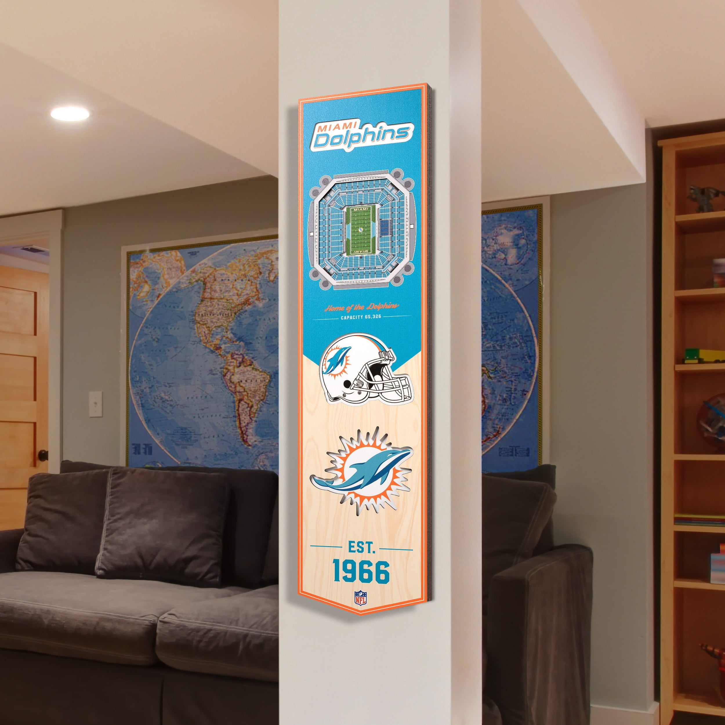 YouTheFan NFL Miami Dolphins 8x32 Stadium View Banner