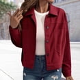 thumbnail image 2 of iHPH7 Jean Jacket Women Womens Shacket Womens Jackets Casual Fall Jackets Cargo Jacket Jean Outfits for Women Fall Clothes Wine L, 2 of 5