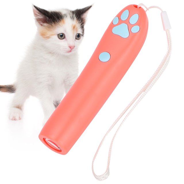 Cat Teaser Light Cat Toy Led Cat Toy Pet Electric Pointer Paw Shaped Cat Toy Kitten Play Interactive Funny Playing LED LightPink