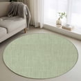 thumbnail image 3 of 3.3ft Washable Round Rug, Vintage Linen Non-Slip Circle Area Rug for Entryway Bedroom, Pastoral Sage Green Linen Texture Farmhouse Indoor Accent Floor Mat for Home Decor, 3 of 9